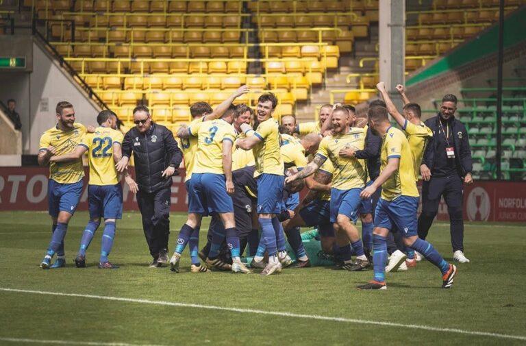 Celebrations at Carrow Road after a Norton Athletic Win